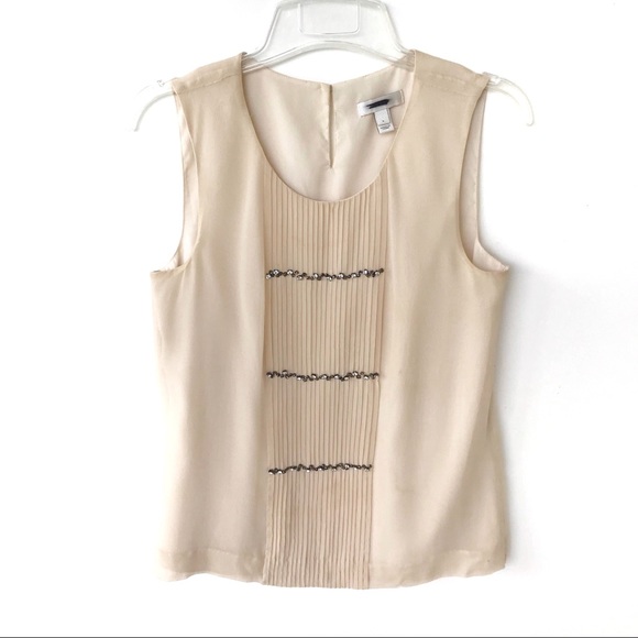 J. Crew Tops - J. Crew cream rhinestone pintuck tank
